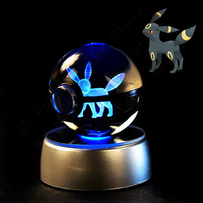 Pokemon Crystal Ball 3D Pikachu Mewtwo Mew Gengar Night Light Lamp Base Pokeball Crystal Pokemon Glass Ball Figure Birthday Gift