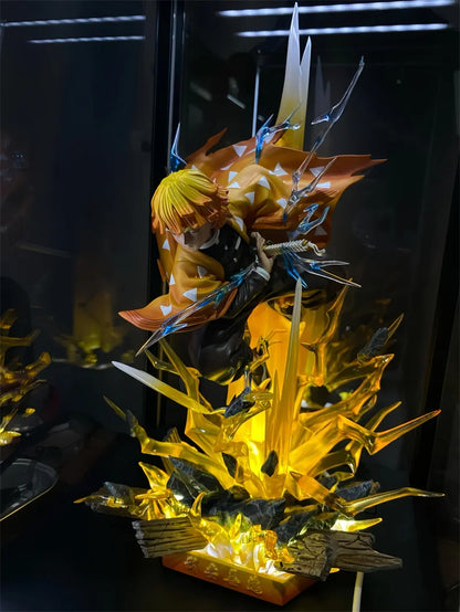 30Cm Anime Demon Slayer Figure Agatsuma Zen'Itsu Luminous Double Headed Statue Action Figure Model Ornament Gk Youth Toy