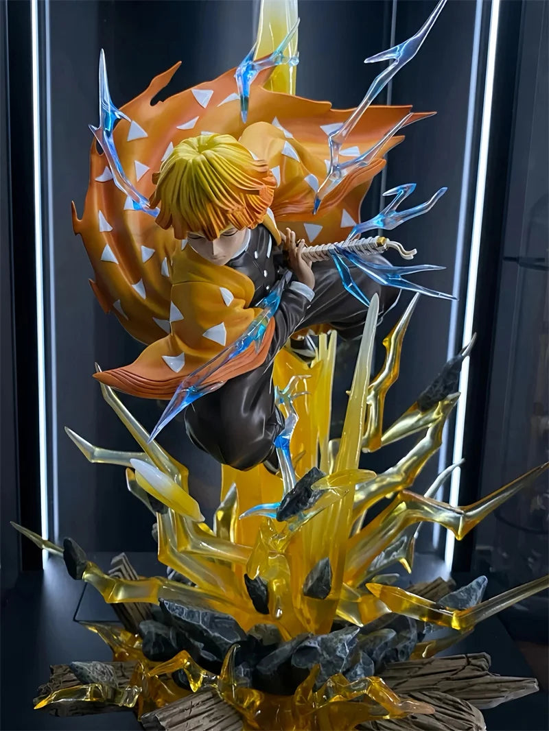 30Cm Anime Demon Slayer Figure Agatsuma Zen'Itsu Luminous Double Headed Statue Action Figure Model Ornament Gk Youth Toy