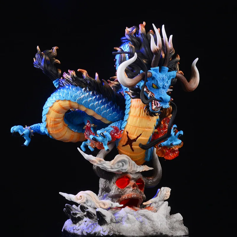 22Cm One Piece Anime Figure GK Kaido Dragon Form Four Emperors with Lamp PVC Action Figure Model Dolls Antistress Toy for Gift