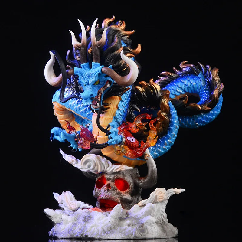 22Cm One Piece Anime Figure GK Kaido Dragon Form Four Emperors with Lamp PVC Action Figure Model Dolls Antistress Toy for Gift