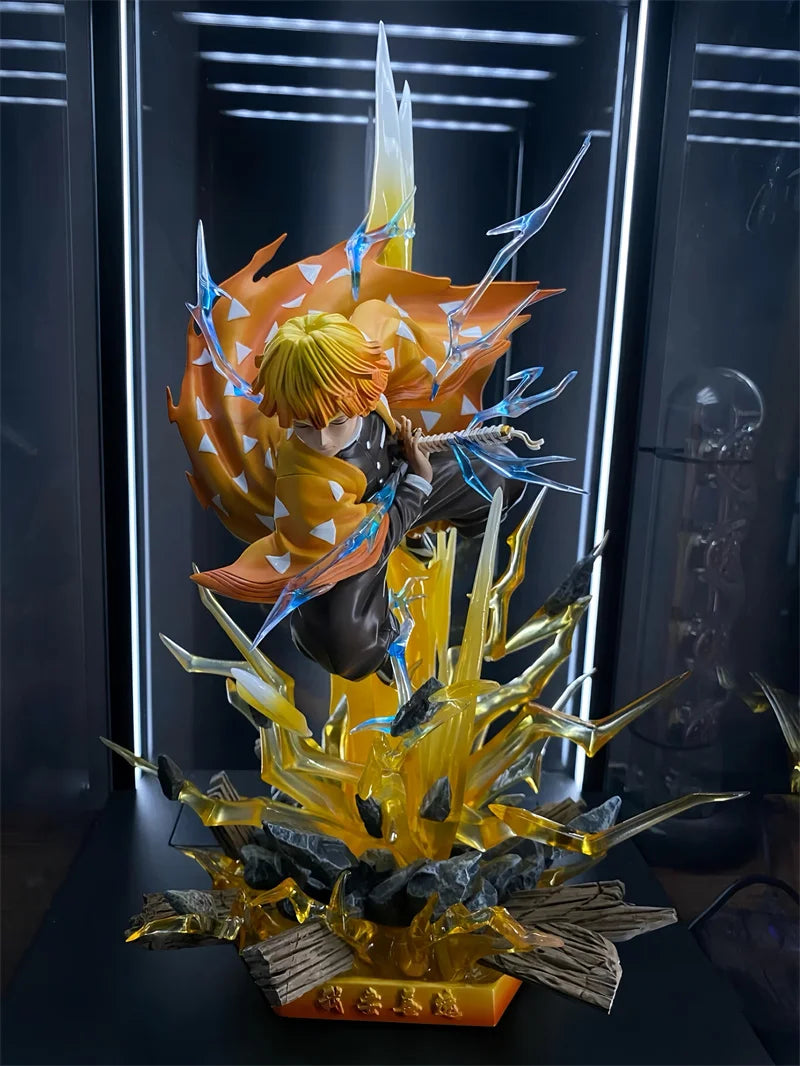 30Cm Anime Demon Slayer Figure Agatsuma Zen'Itsu Luminous Double Headed Statue Action Figure Model Ornament Gk Youth Toy