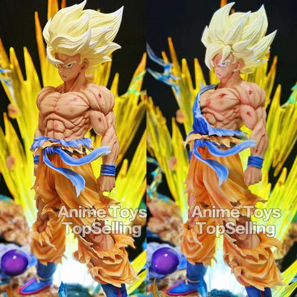 28Cm Dragon Ball Z Figure Goku Anime Figures First Super Saiyan Gk Blood Coating Gokou PVC Model Toys Doll Collectible Gifts