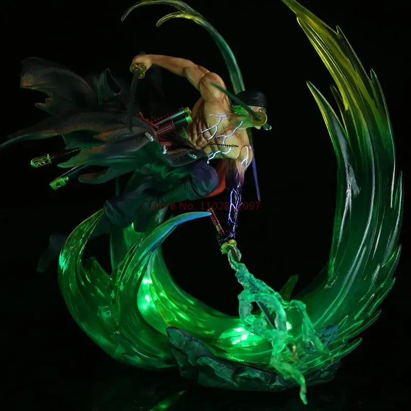 24Cm One Piece Figure Roronoa Zoro Anime Figures Gk Luminous Pvc Statue Model Cool Room Decoration Toy Gift Children